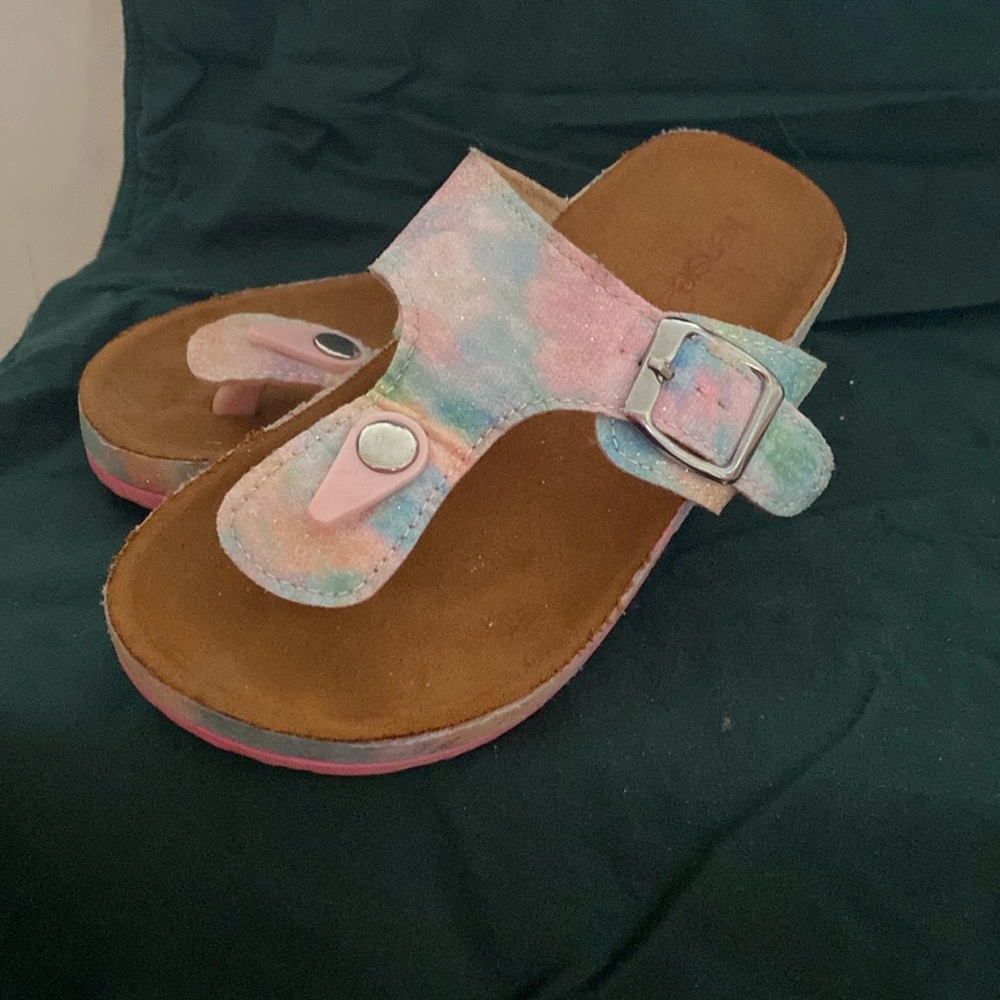 Girls Thong Sandals size 2 Pink Tye Dye